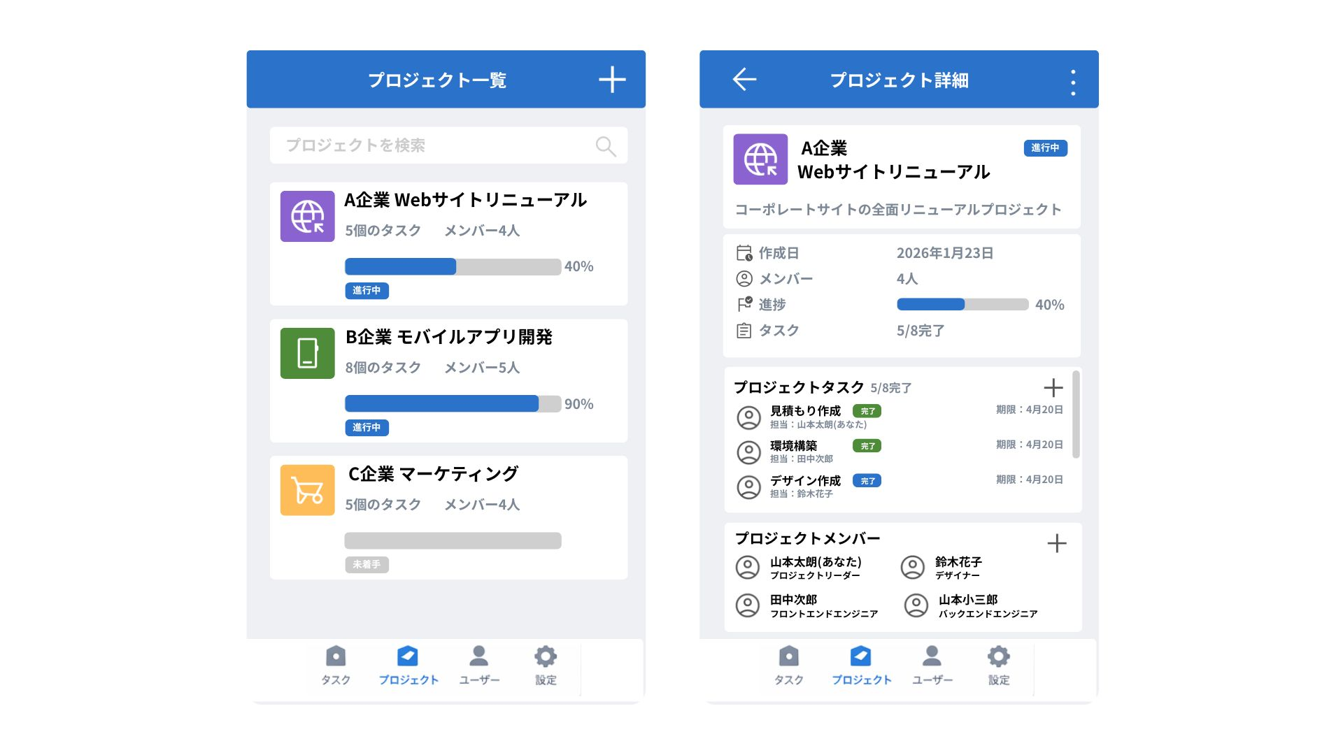 プロジェクトUI